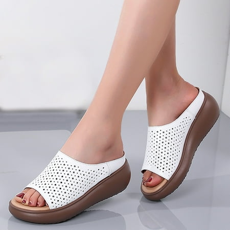 HIBRO Fashion Women s Summer Roman Ethnic Style Thick Bottom Slope With Peep Toe Sandals And Slippers
