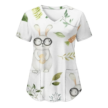 Women Scrubs Top Nurses Clothing Workwear Working Uniform T-Shirt Casual Easter Bunny V-Neck Printed Short Sleeve Leisure Pocket Loose Top Carer Suit
Women Scrubs Top Nurses Clothing Workwear Working Uniform T-Shirt Casual Easter Bunny V-Neck Printed Short Sleeve Leisure Pocket Loose Top Carer Suit