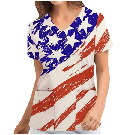 Frostluinai Savings Clearance Women Scrubs Top Working Uniform W/ Two Pockets Nurse Uniform T Shirt V-neck Short Sleeve Tee independence day decor
Frostluinai Savings Clearance Women Scrubs Top Working Uniform W/ Two Pockets Nurse Uniform T Shirt V-neck Short Sleeve Tee independence day decor