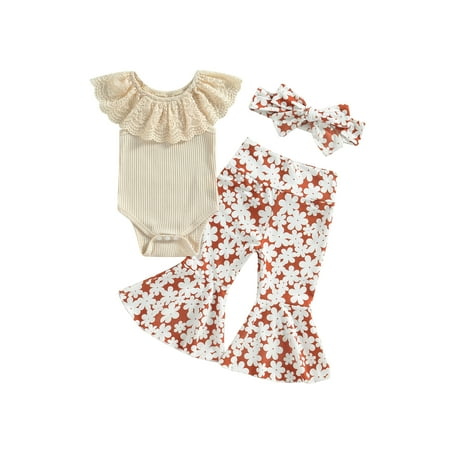 Binwwede Baby Girls Summer Lace Flying Sleeves Romper and Casual Stretch Floral Flared Pants Headband
Binwwede Baby Girls Summer Lace Flying Sleeves Romper and Casual Stretch Floral Flared Pants Headband