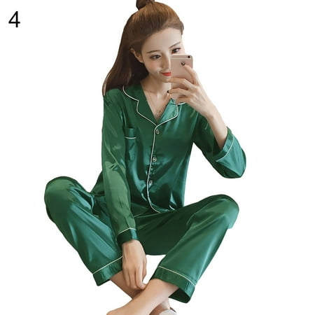Chaoren Women s Satin Pajama Set V-neck Long Sleeve Solid Color Two-pieces Sleepwear
Chaoren Women s Satin Pajama Set V-neck Long Sleeve Solid Color Two-pieces Sleepwear