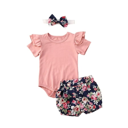 Binpure Newborn Girls Three-Piece Outfits Short Sleeve Bodysuit + Floral Short Trousers + Decorative Headband
Binpure Newborn Girls Three-Piece Outfits Short Sleeve Bodysuit + Floral Short Trousers + Decorative Headband
