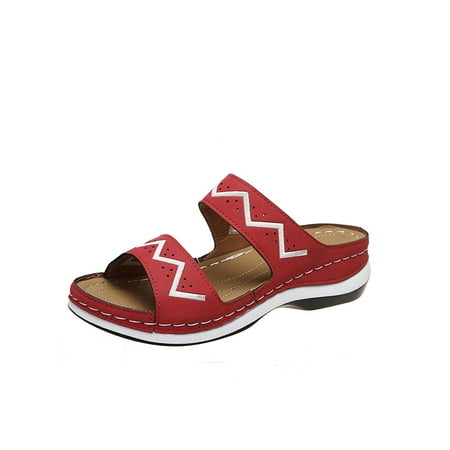 Difumos Women s Orthopedic Sandals Non Slip Soft Mules Slip On Wedge Comfy Shoes