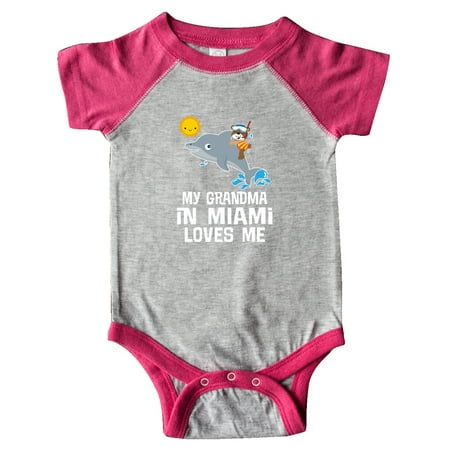 Inktastic Grandma in Miami Florida Loves Me Gift Baby Boy or Baby Girl Bodysuit