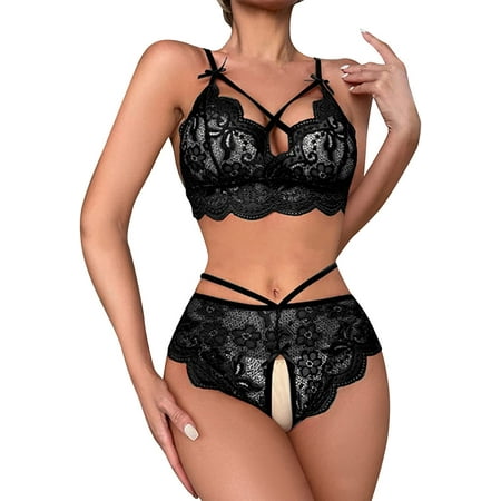 Bra and Panty Sets for Women Set Set Lingerie Women s Pajamas Thin Wireless Sexy Underwear Gathered Lace Bra