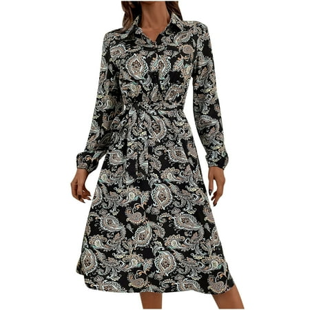 COBKK Womens Dresses Business Long Sleeve V-Neck Dress Women s Autumn And Winter Fashion Printed Lapel Lacing Long Sleeve Elegant A-word Lacing Waist Girdle High Waist Dress Female Black XL
COBKK Womens Dresses Business Long Sleeve V-Neck Dress Women s Autumn And Winter Fashion Printed Lapel Lacing Long Sleeve Elegant A-word Lacing Waist Girdle High Waist Dress Female Black XL