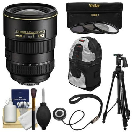 Nikon 17-55mm f\/2.8 G DX AF-S ED-IF Zoom-Nikkor Lens with Backpack + Tripod + 3 Filters Kit for D3200, D3300, D5300, D5500, D7100, D7200 Camera Nikon 17-55mm f\/2.8 G DX AF-S ED-IF Zoom-Nikkor Lens with Backpack + Tripod + 3 Filters Kit for D3200, D3300, D5300, D5500, D7100, D7200 Camera