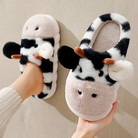 QWZNDZGR Soft Cute Cow Cotton Slippers Winter Students Home Non-Slip Slippers Winter Warm Couple Cartoon Milk Cow Fluffy Fur Slippers
QWZNDZGR Soft Cute Cow Cotton Slippers Winter Students Home Non-Slip Slippers Winter Warm Couple Cartoon Milk Cow Fluffy Fur Slippers
