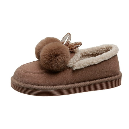 Ladies Fashion Solid Color Suede Rabbit Wool Ball Decorative Fleece Warm Flat Short Boots
Ladies Fashion Solid Color Suede Rabbit Wool Ball Decorative Fleece Warm Flat Short Boots