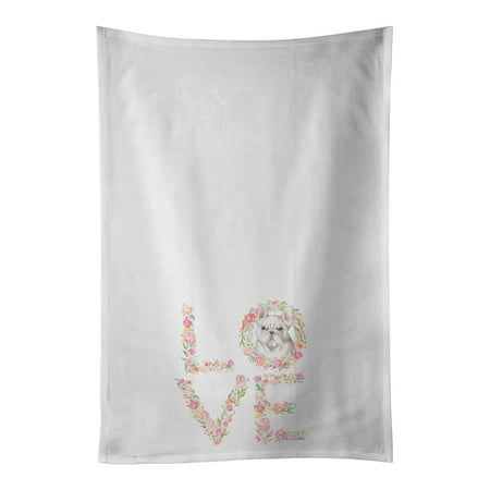 French Bulldog #10 LOVE White Kitchen Towel Set of 2 19 in x 28 in