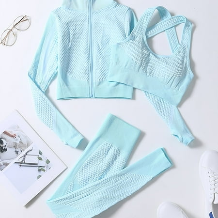 3pcs Seamless Yoga Fitness Suits Back Criss-cross Sports Bra & Long Sleeve T Shirt & Slimming Leggings Set Women s Activewear
3pcs Seamless Yoga Fitness Suits Back Criss-cross Sports Bra & Long Sleeve T Shirt & Slimming Leggings Set Women s Activewear