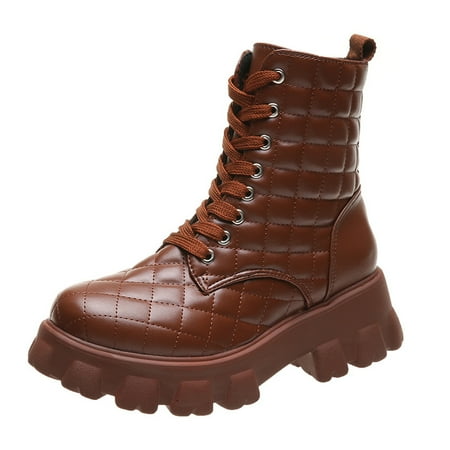 Winter Savings Clearance Deals 2022! Juebong Women s Plaid Lace Up Leather Boots Thick Sole Side Zipper Medium Boots In Solid Color
Winter Savings Clearance Deals 2022! Juebong Women s Plaid Lace Up Leather Boots Thick Sole Side Zipper Medium Boots In Solid Color