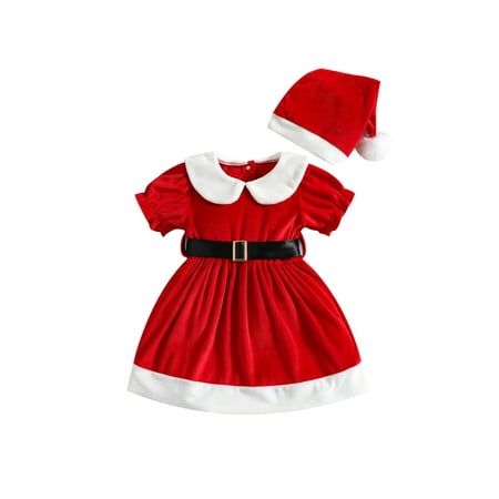 JYYYBF 0-4Y Toddler Baby Girls Christmas A-line Dress Short Sleeve Doll Collar Princess Dress with Belt Hat Xmas Outfit Red 2-3 Years
JYYYBF 0-4Y Toddler Baby Girls Christmas A-line Dress Short Sleeve Doll Collar Princess Dress with Belt Hat Xmas Outfit Red 2-3 Years