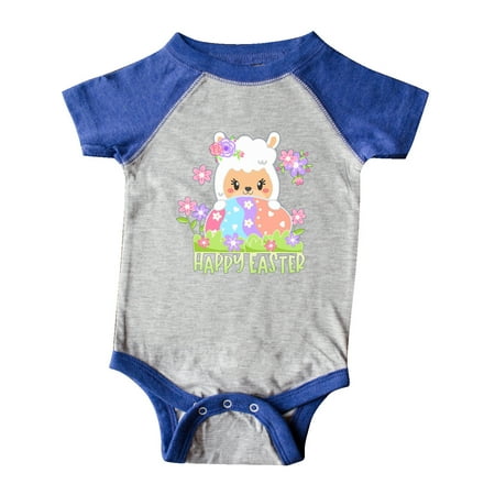 Inktastic Happy Easter Llama with Spring Flowers and Egg Gift Baby Boy or Baby Girl Bodysuit