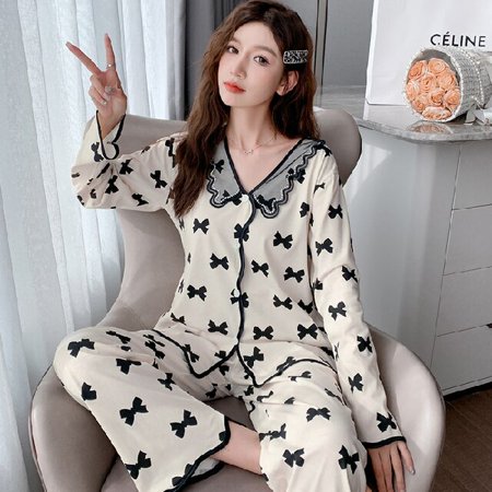 PIKADINGNIS Womens Pajama Set Autumn Winter Lace Cotton Sleepwear Women Pijamas Set Long Sleeve Sweet Leisure Lady Trousers Outwear Clothes
PIKADINGNIS Womens Pajama Set Autumn Winter Lace Cotton Sleepwear Women Pijamas Set Long Sleeve Sweet Leisure Lady Trousers Outwear Clothes