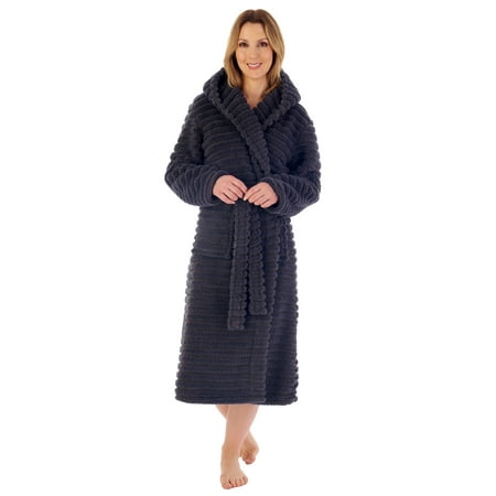 

Slenderella 46 Teddy Stripe Fleece Wrap Hooded Robe HC02320