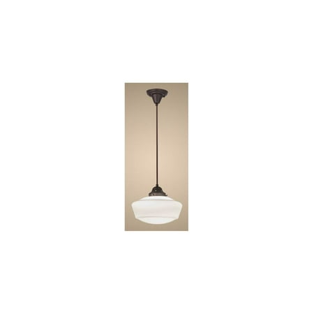 Meyda 168595 12 in. Revival Schoolhouse with Traditional Globe Pendant White - Lodge Art Glass Revival