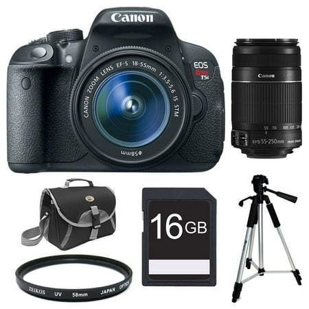 Canon EOS Rebel T5i 18.0 MP CMOS Digital SLR with 18-55mm EF-S IS STM Lens Ultimate Rebel Exerience - Includes camera and 18-55mm lens, 16GB SD Memory Card, EF-S 55-250mm f\/4-5.6 IS II Telephoto Lens