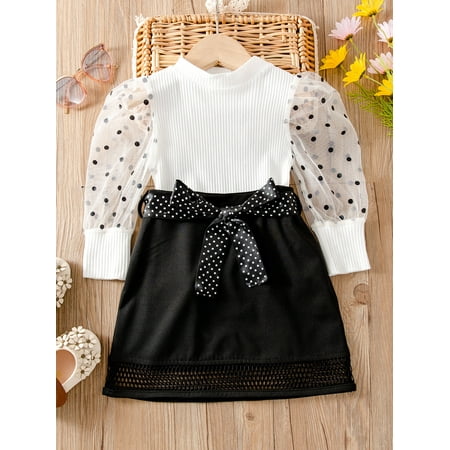Long Sleeve Toddler Girls Polka Dot Puff Sleeve Tops T Shirts Belted Skirt S221905X Black and White 90(1-2Y)
Long Sleeve Toddler Girls Polka Dot Puff Sleeve Tops T Shirts Belted Skirt S221905X Black and White 90(1-2Y)