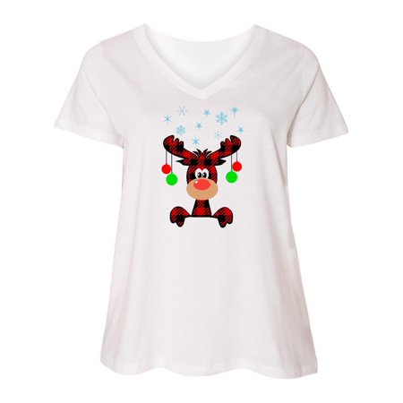 Inktastic Cute Flannel Reindeer with Christmas Bulbs and Snowflakes Women s Plus Size V-Neck
Inktastic Cute Flannel Reindeer with Christmas Bulbs and Snowflakes Women s Plus Size V-Neck