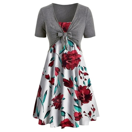 TIHLMK Dress Deals Clearance Fashion Woman Summer Casual Solid Tops Bandage Short Sleeve +Print Dress
TIHLMK Dress Deals Clearance Fashion Woman Summer Casual Solid Tops Bandage Short Sleeve +Print Dress