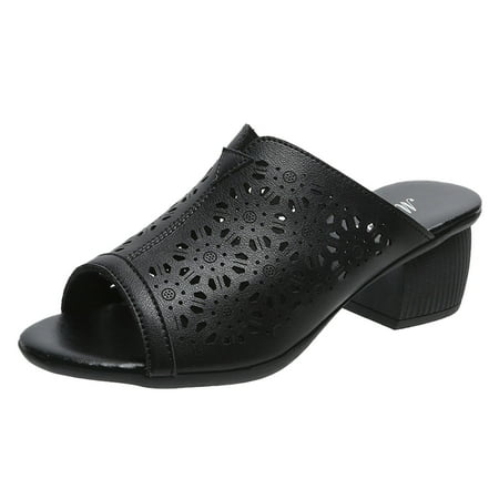 Mortilo Ladies Fashion Summer Solid Color Hollow Carved Thick High Heel Retro Sandals Pvc sandals for Women Black
Mortilo Ladies Fashion Summer Solid Color Hollow Carved Thick High Heel Retro Sandals Pvc sandals for Women Black