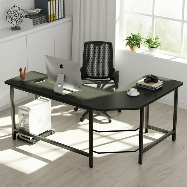 Zimtown L-Shaped Desk Corner Computer Table PC Latop Study Office Desk Workstation Black