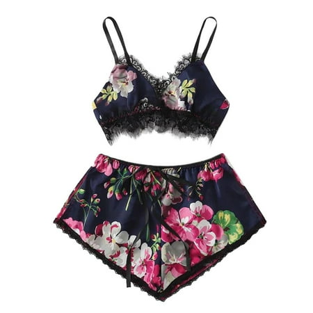 wendunide pajama set for women Fashion Lace Satin Trim Floral Bow Lingerie Set Pajamas Sleepwear Blue M
wendunide pajama set for women Fashion Lace Satin Trim Floral Bow Lingerie Set Pajamas Sleepwear Blue M