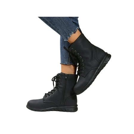SIMANLAN Ladies Ankle Boots Casual Booties Side Zip Combat Boot Womens Faux Leather Shoes Women Lace Up Black 7
SIMANLAN Ladies Ankle Boots Casual Booties Side Zip Combat Boot Womens Faux Leather Shoes Women Lace Up Black 7