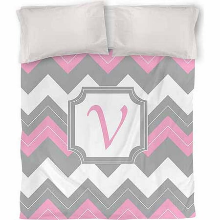 IDG Chevron Monogram Duvet Cover, Pink