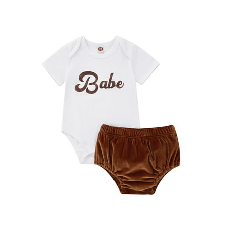 Frobukio Infant Baby Girls 2Pcs Summer Clothes Sets Short Sleeve Letter Print Romper Tops + Shorts Outfits White 6-12 Months
Frobukio Infant Baby Girls 2Pcs Summer Clothes Sets Short Sleeve Letter Print Romper Tops + Shorts Outfits White 6-12 Months