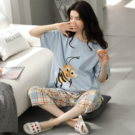 QWZNDZGR Summer Nightwear Sets Knitted Cotton Cute Cartoon Pyjamas Sweet Casual Women’s Pajamas Short Sleeve Sleepwear Homewear Fashion
QWZNDZGR Summer Nightwear Sets Knitted Cotton Cute Cartoon Pyjamas Sweet Casual Women’s Pajamas Short Sleeve Sleepwear Homewear Fashion