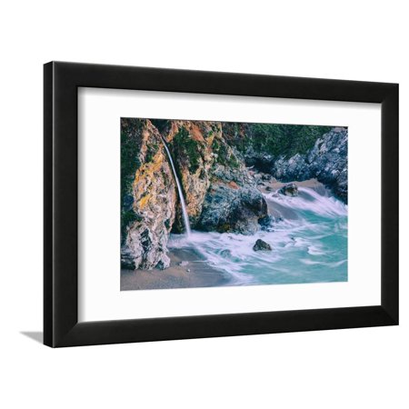 Magical McWay Waterfall and Beach Scene, Big Sur California Coast Framed Print Wall Art By Vincent James