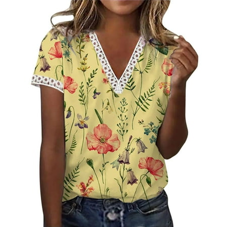 JDEFEG Women T Shirts Running Tops Women s V Neck Floral Print Loose Short Sleeve Lace T Shirt Top Long Sleep Shirts Women T Shirts For Womens Tops Yellow L
JDEFEG Women T Shirts Running Tops Women s V Neck Floral Print Loose Short Sleeve Lace T Shirt Top Long Sleep Shirts Women T Shirts For Womens Tops Yellow L