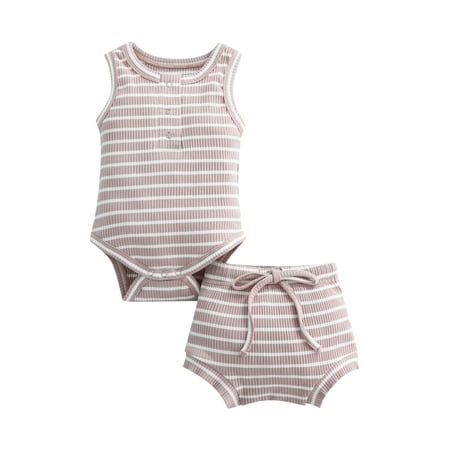 Franhais Baby Girls Boys Summer Outfits Sleeveless Round Neck Romper + Striped Drawstring PP Shorts
Franhais Baby Girls Boys Summer Outfits Sleeveless Round Neck Romper + Striped Drawstring PP Shorts