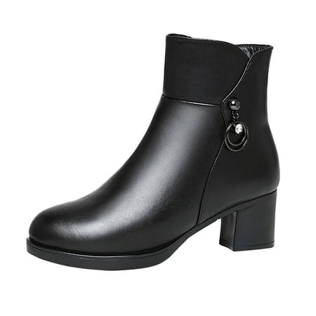 Fashion Autumn And Winter Women Ankle Boots Chunky Heel Middle Heel Solid Color Black Side Zipper Velvet Warm
Fashion Autumn And Winter Women Ankle Boots Chunky Heel Middle Heel Solid Color Black Side Zipper Velvet Warm