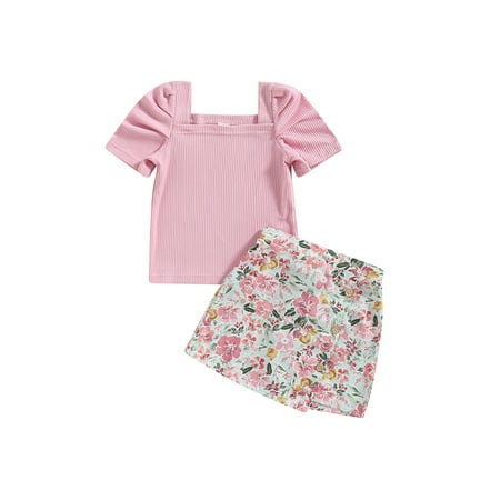 Zervatek Toddler Girls Summer Outfit Sets Pink Short Puff Sleeve Ribbed Tops Floral/Plaid A-line Skirt
Zervatek Toddler Girls Summer Outfit Sets Pink Short Puff Sleeve Ribbed Tops Floral/Plaid A-line Skirt