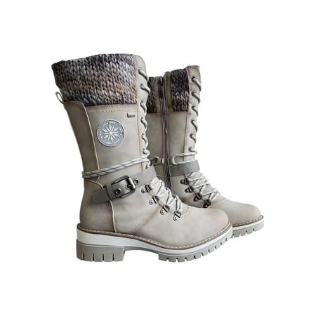 Audeban Women s Buckle Slouchy Mid-Calf Boots