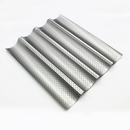 4 Slots Non Stick French Bread Pan Tin Alloy Tray Bakeware Mold Bread Holder