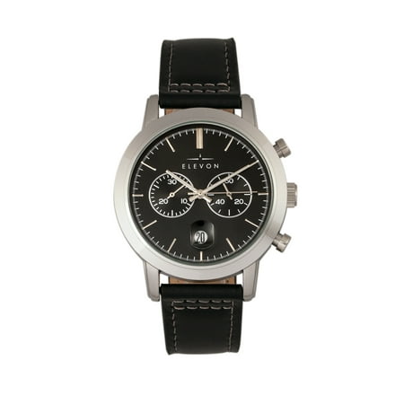 Langley Chronograph Leather-Band Watch W/ Date - Black