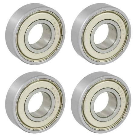 4Pcs 15X35X11mm Shielded Miniature Deep Groove Ball 6202Z Ball Silver + White