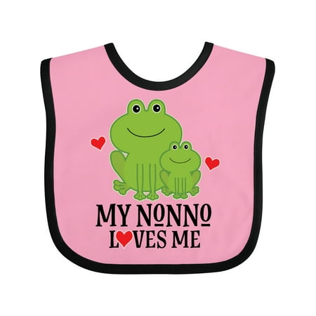 Inktastic My Nonno Loves Me Grandson Frog Gift Baby Boy Bib