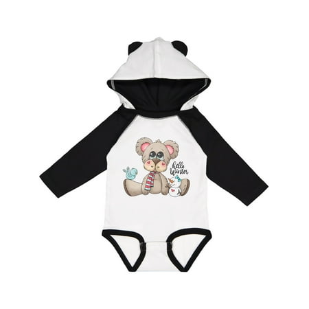 Inktastic Hello Winter Teddy Bear Gift Baby Boy Long Sleeve Bodysuit