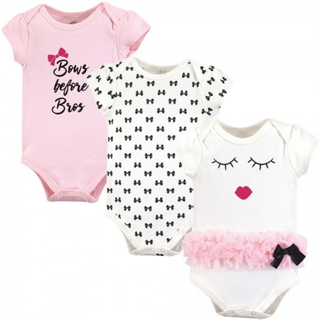 Little Treasure Baby Girl Cotton Bodysuits 3pk Bows 12-18 Months
