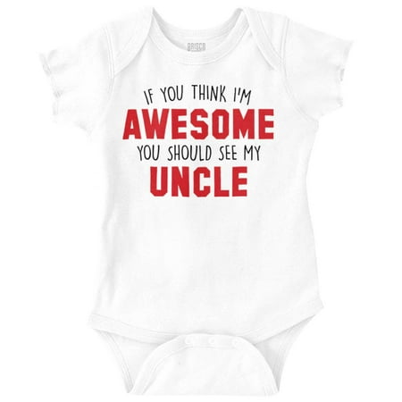 Think Im Awesome Should See My Uncle Romper Boys or Girls Infant Baby Brisco Brands 12M
Think Im Awesome Should See My Uncle Romper Boys or Girls Infant Baby Brisco Brands 12M