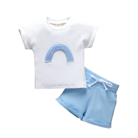 Calsunbaby Little Boys Girls Summer Outfit Toddlers Rainbow Decoration Round Collar Short Sleeve Tops+Shorts+Headwear Set
Calsunbaby Little Boys Girls Summer Outfit Toddlers Rainbow Decoration Round Collar Short Sleeve Tops+Shorts+Headwear Set