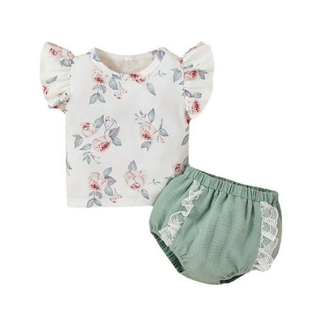 Baby Girl Clothes Summer Outfits Ruffle Short Sleeve Floral Print Top Lace Shorts Set White 3-6 Months
Baby Girl Clothes Summer Outfits Ruffle Short Sleeve Floral Print Top Lace Shorts Set White 3-6 Months