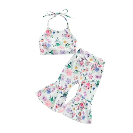 CAITZR Toddler Kid Girl Clothes Set Floral Halter Crop Tank Tops with High Waist Flared Pants
CAITZR Toddler Kid Girl Clothes Set Floral Halter Crop Tank Tops with High Waist Flared Pants