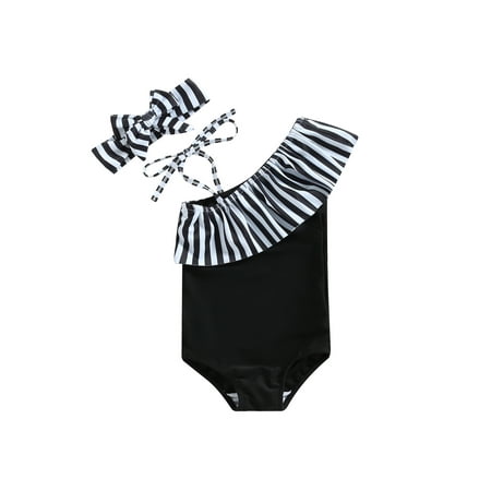 Arvbitana Toddler Girl Swimsuit One Piece Bikini One Shoulder Ruffle Swimwear Stripe Bathing Suit Headband Elegant Beach Outfit
Arvbitana Toddler Girl Swimsuit One Piece Bikini One Shoulder Ruffle Swimwear Stripe Bathing Suit Headband Elegant Beach Outfit