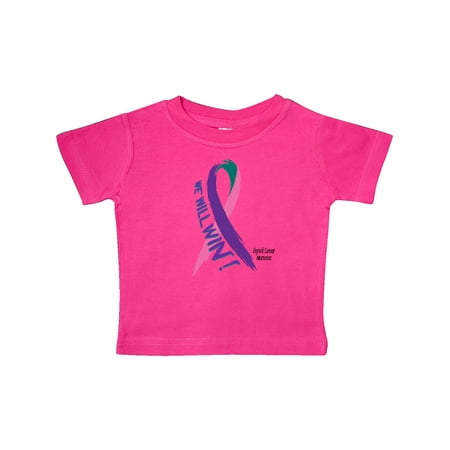 Inktastic We Will Win Against Thyroid Cancer Ribbon Gift Baby Boy or Baby Girl T-Shirt 
Inktastic We Will Win Against Thyroid Cancer Ribbon Gift Baby Boy or Baby Girl T-Shirt